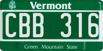 VT license plate CBB316