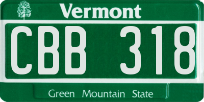 VT license plate CBB318