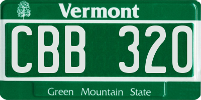 VT license plate CBB320