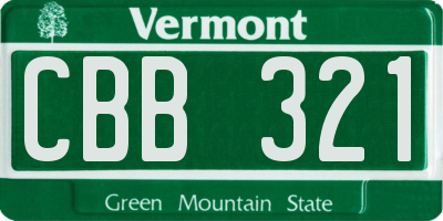 VT license plate CBB321