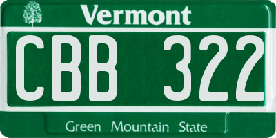 VT license plate CBB322