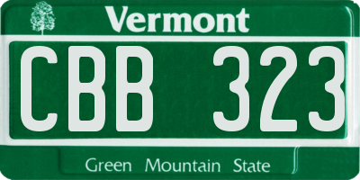VT license plate CBB323