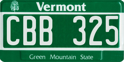 VT license plate CBB325