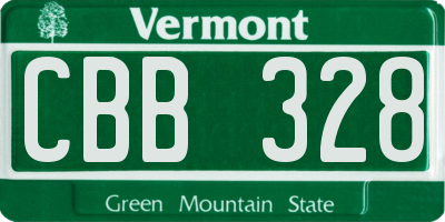 VT license plate CBB328