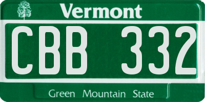 VT license plate CBB332
