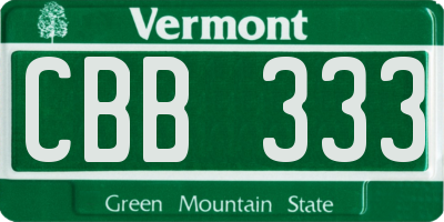 VT license plate CBB333