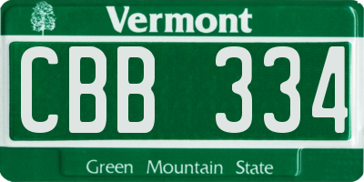 VT license plate CBB334