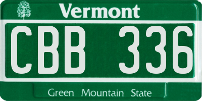 VT license plate CBB336