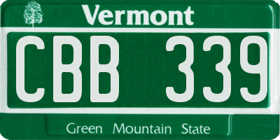 VT license plate CBB339