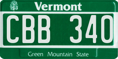 VT license plate CBB340