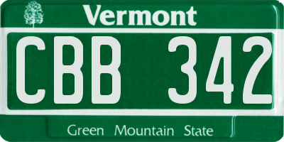 VT license plate CBB342