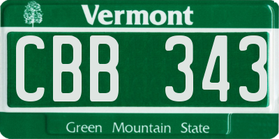 VT license plate CBB343