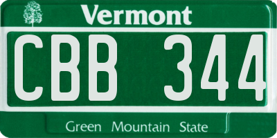 VT license plate CBB344