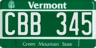 VT license plate CBB345