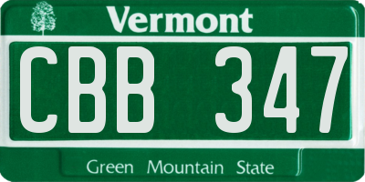 VT license plate CBB347