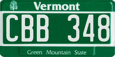 VT license plate CBB348