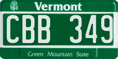 VT license plate CBB349