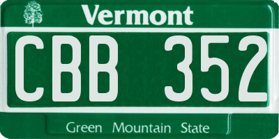 VT license plate CBB352
