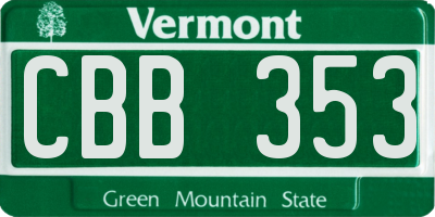 VT license plate CBB353