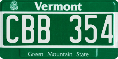 VT license plate CBB354