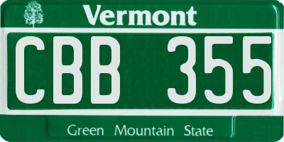 VT license plate CBB355