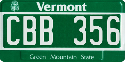VT license plate CBB356