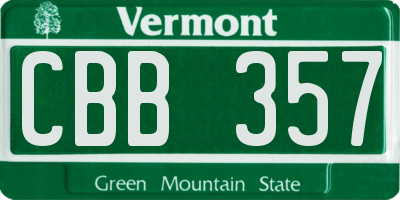VT license plate CBB357