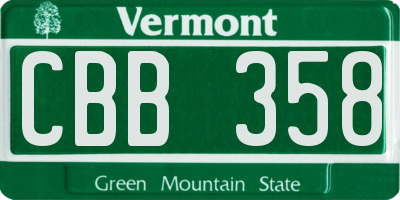VT license plate CBB358
