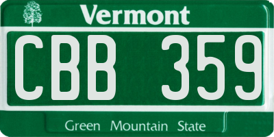 VT license plate CBB359