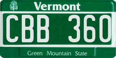 VT license plate CBB360