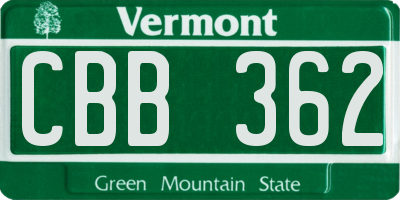 VT license plate CBB362