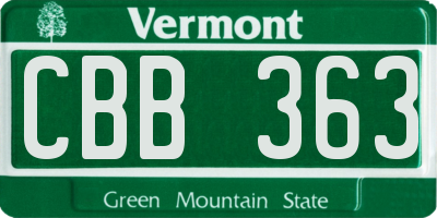 VT license plate CBB363