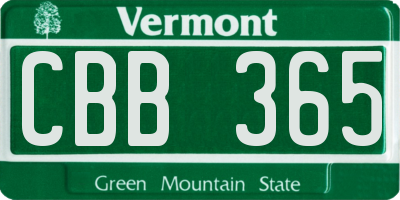 VT license plate CBB365