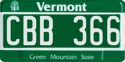 VT license plate CBB366