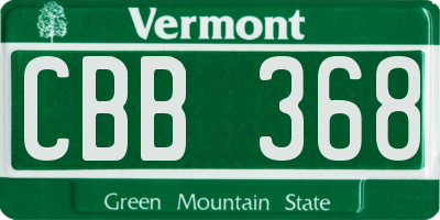 VT license plate CBB368