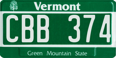 VT license plate CBB374