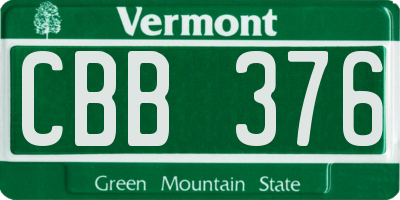 VT license plate CBB376