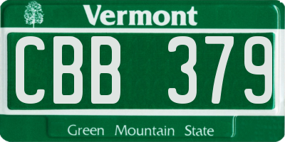 VT license plate CBB379