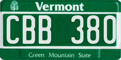 VT license plate CBB380
