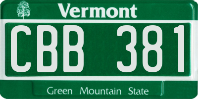 VT license plate CBB381