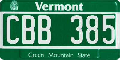 VT license plate CBB385