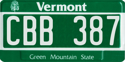 VT license plate CBB387