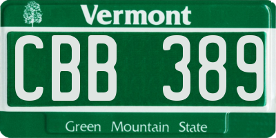 VT license plate CBB389