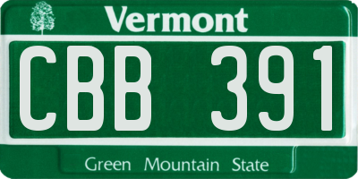 VT license plate CBB391