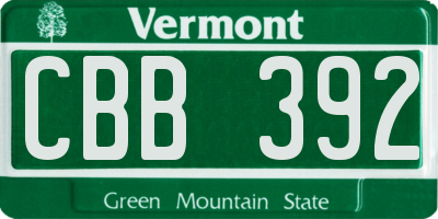 VT license plate CBB392