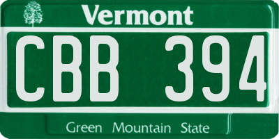 VT license plate CBB394