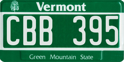 VT license plate CBB395
