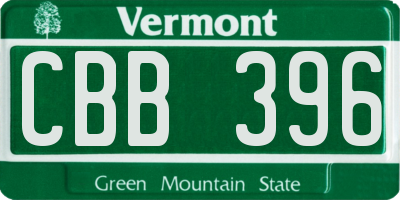 VT license plate CBB396