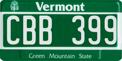 VT license plate CBB399