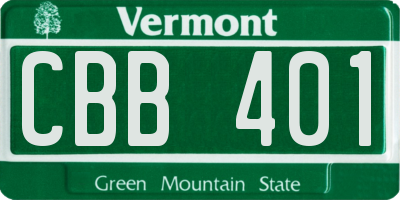 VT license plate CBB401